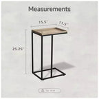 Table d'appoint en C avec plateau en rotin tressé, noir