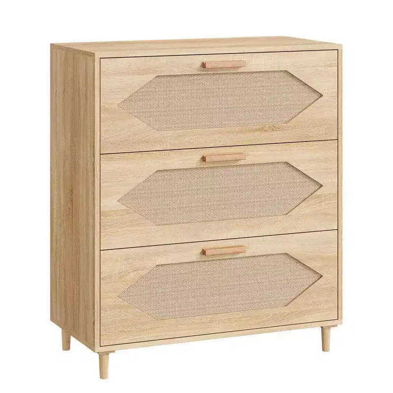 3-Drawer Dresser, Modern Wooden Sideboard Cabinet With Storage Drawers, Farmhouse Style TV Stand, Suitable for Living Room, Bedroom, Natural Wood