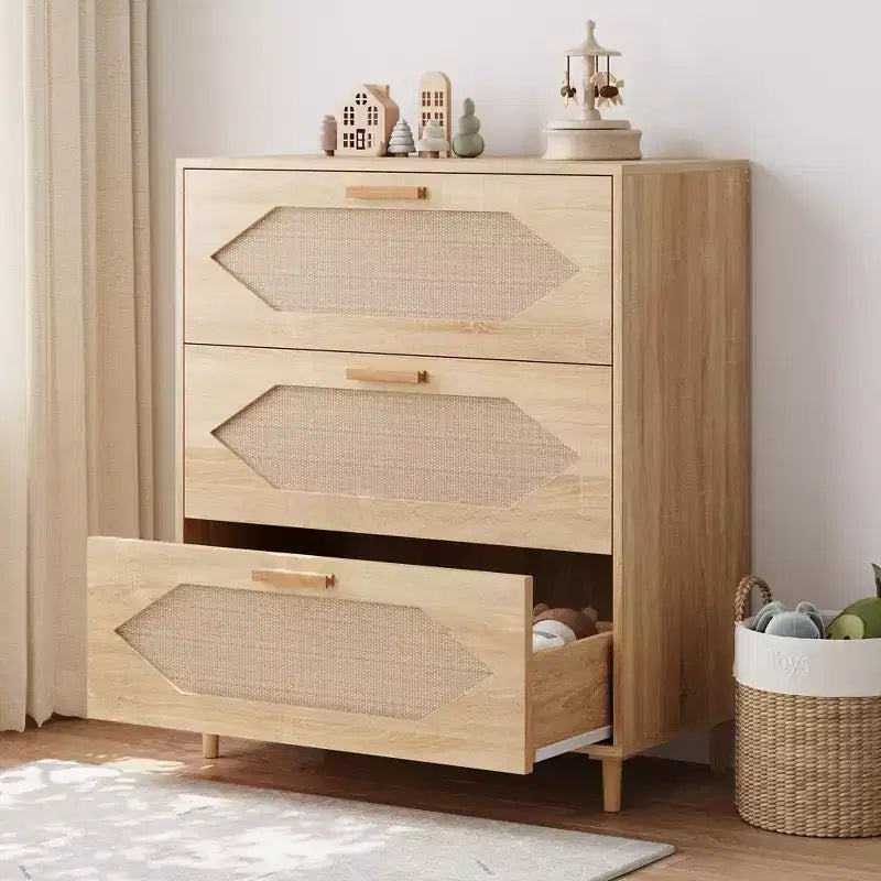 3-Drawer Dresser Storage Cabinet, Wooden Sideboard with Drawers, Suitable for Living Room & Bedroom