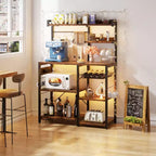 Étagère de Rangement de Cuisine avec 6-10 Crochets, Meuble de Rangement pour Cuisine avec Prise de Courant