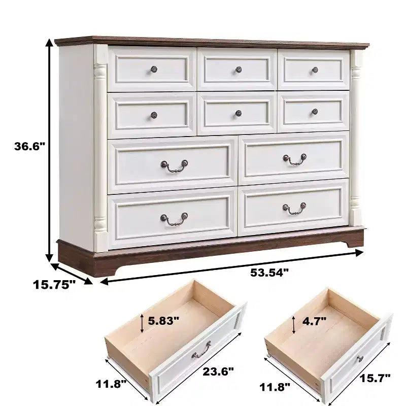 Farmhouse Console Dresser with Drawers – Rustic Wooden Chest for Bedroom & Living Room