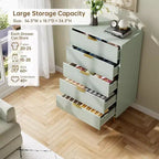 Commode 5 tiroirs avec poignées dorées – Meuble de rangement en bois pour chambre et salon