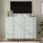 Commode 5 tiroirs avec poignées dorées – Meuble de rangement en bois pour chambre et salon