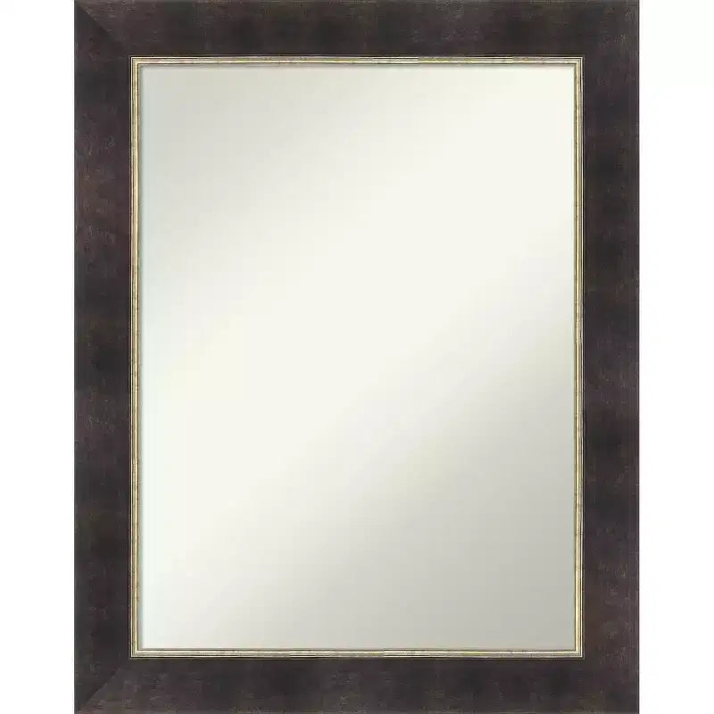 Amanti Art Odin Antique Bronze Non-Beveled Wood Framed Bathroom Vanity Wall Mirror
