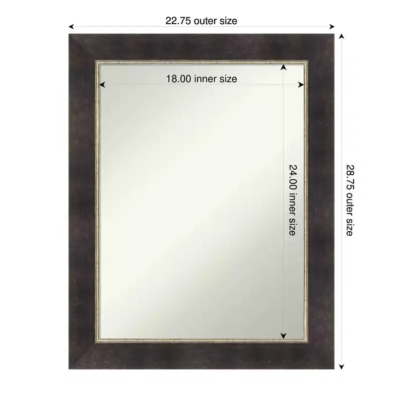 Antique Bronze Non-Beveled Wood Framed Bathroom Vanity Wall Mirror