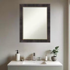 Miroir mural de salle de bain encadré en bois, bronze antique, sans biseau