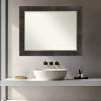 Miroir mural de salle de bain encadré en bois, bronze antique, sans biseau