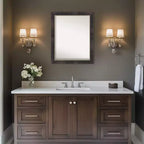 Miroir mural de salle de bain encadré en bois, bronze antique, sans biseau