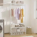 GustoWave Metal Heavy Duty Garment Rack with Shelves, Adjustable Closet Organizers with 1 Hanger Rod, 35.4 W x 17.7D x 68.9H, White