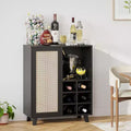 NAYSAYE 47 Bar Rail, Sideboard Cabinet, Storage Bar with Rose Racks Buffet Cabinet for Home Living Room Kitchen Entryway, Black, 15*27.5*33.8