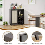 Bahut, meuble de rangement avec porte-bouteilles pour salon, cuisine, entrée, noir