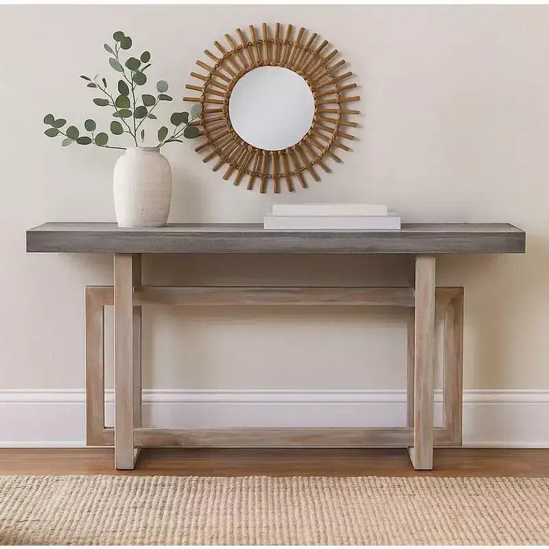 Royal Hampton 59 Inch Artisan Sideboard Console Table with Geometric Interlocked Base