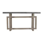 Console de buffet artisanale de 59 pouces avec base géométrique entrelacée