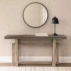 Console de buffet artisanale de 59 pouces avec base géométrique entrelacée