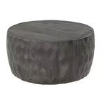 Table basse artisanale en bois de manguier de 34 pouces, forme de tambour rond martelé, nid d'abeille