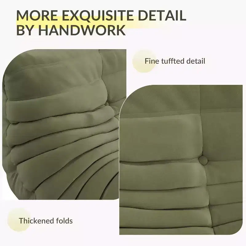 Oversized Bean Bag Sofa & Ottoman, Pet-Friendly Faux Suede Loveseat for Living Room & Office