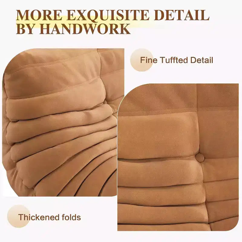 Oversized Bean Bag Sofa & Ottoman, Pet-Friendly Faux Suede Loveseat for Living Room & Office