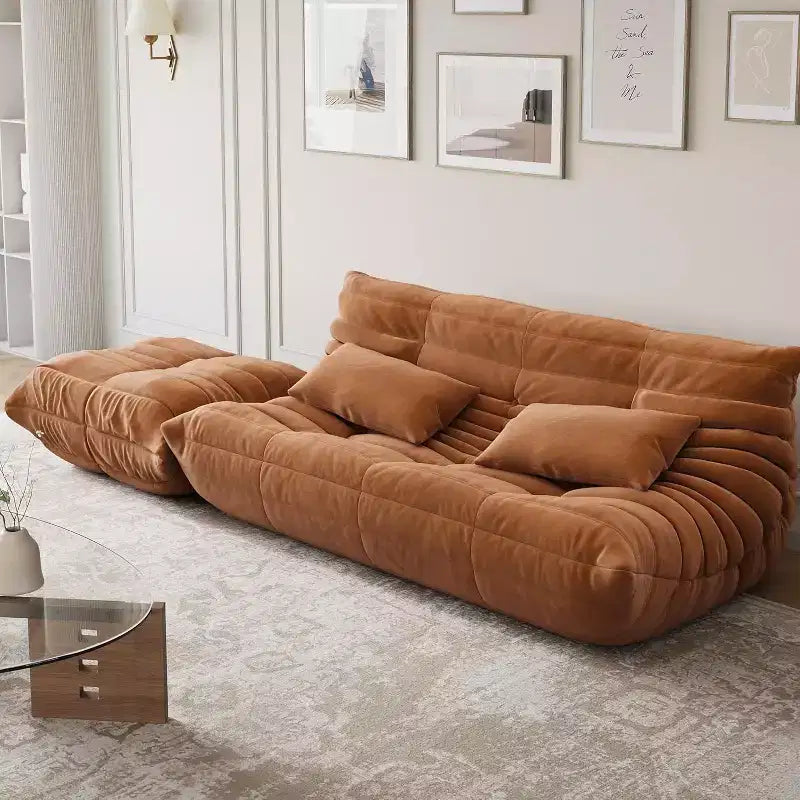 Oversized Fireside Bean Bag Sofa & Ottoman, Pet-Friendly Faux Suede Loveseat for Living Room, Office, No Assembly