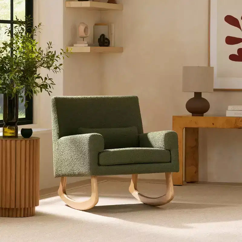 Boucle Rocker Chair with Ash Wood Legs