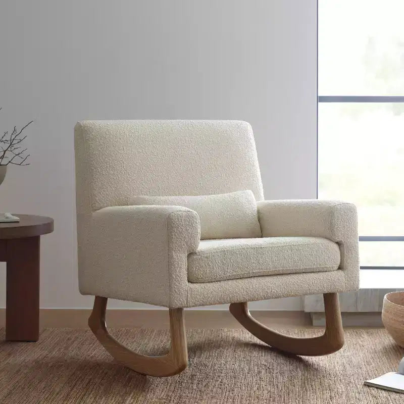 Boucle Rocker Chair with Ash Wood Legs