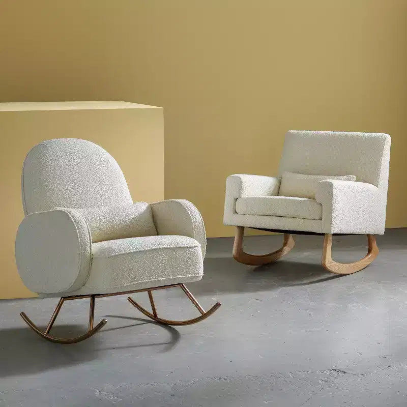 Boucle Rocker Chair with Ash Wood Legs