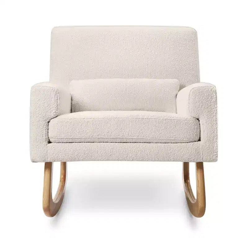 Boucle Rocker Chair with Ash Wood Legs