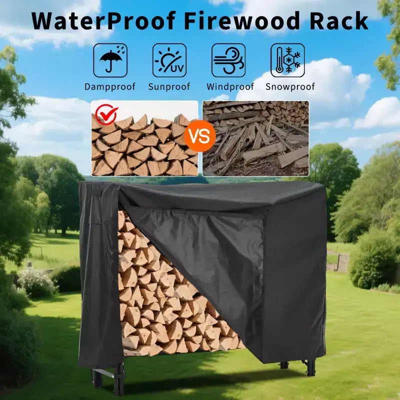 Firewood Rack 4 ft Outdoor & Indoor Log Holder Heavy Duty Wood Organizer Steel Mesh Storage for Fireplace & Patio