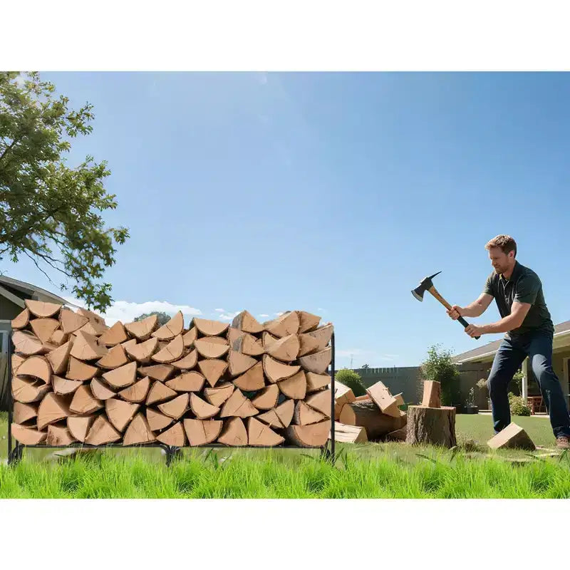 Firewood Rack 4 ft Outdoor & Indoor Log Holder Heavy Duty Wood Organizer Steel Mesh Storage for Fireplace & Patio