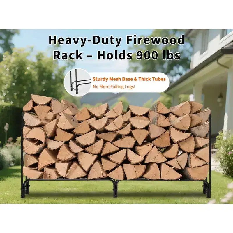 Firewood Rack 4 ft Outdoor & Indoor Log Holder Heavy Duty Wood Organizer Steel Mesh Storage for Fireplace & Patio