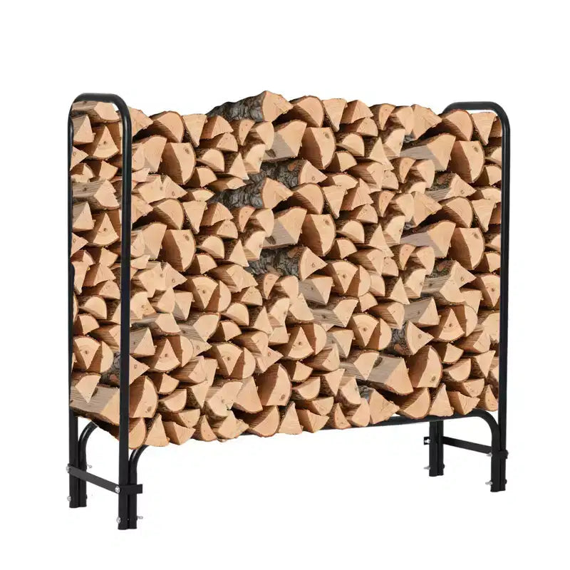 Firewood Rack 4 ft Outdoor & Indoor Log Holder Heavy Duty Wood Organizer Steel Mesh Storage for Fireplace & Patio