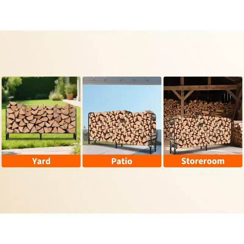 Firewood Rack 4 ft Outdoor & Indoor Log Holder Heavy Duty Wood Organizer Steel Mesh Storage for Fireplace & Patio