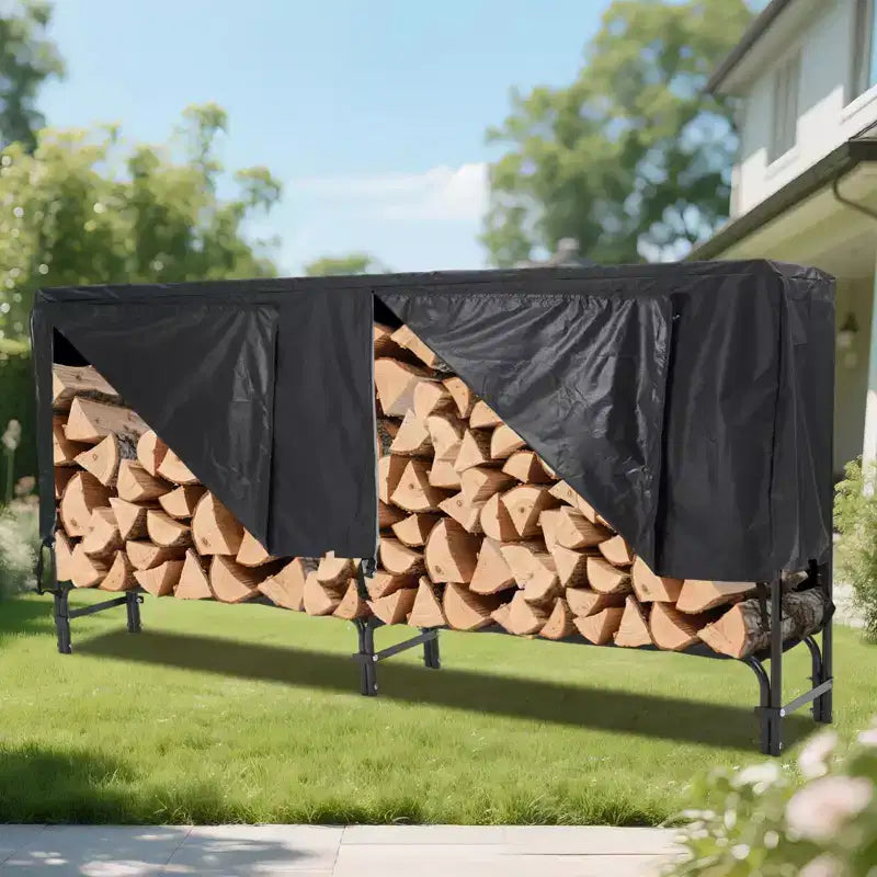 Firewood Rack 4 ft Outdoor & Indoor Log Holder Heavy Duty Wood Organizer Steel Mesh Storage for Fireplace & Patio