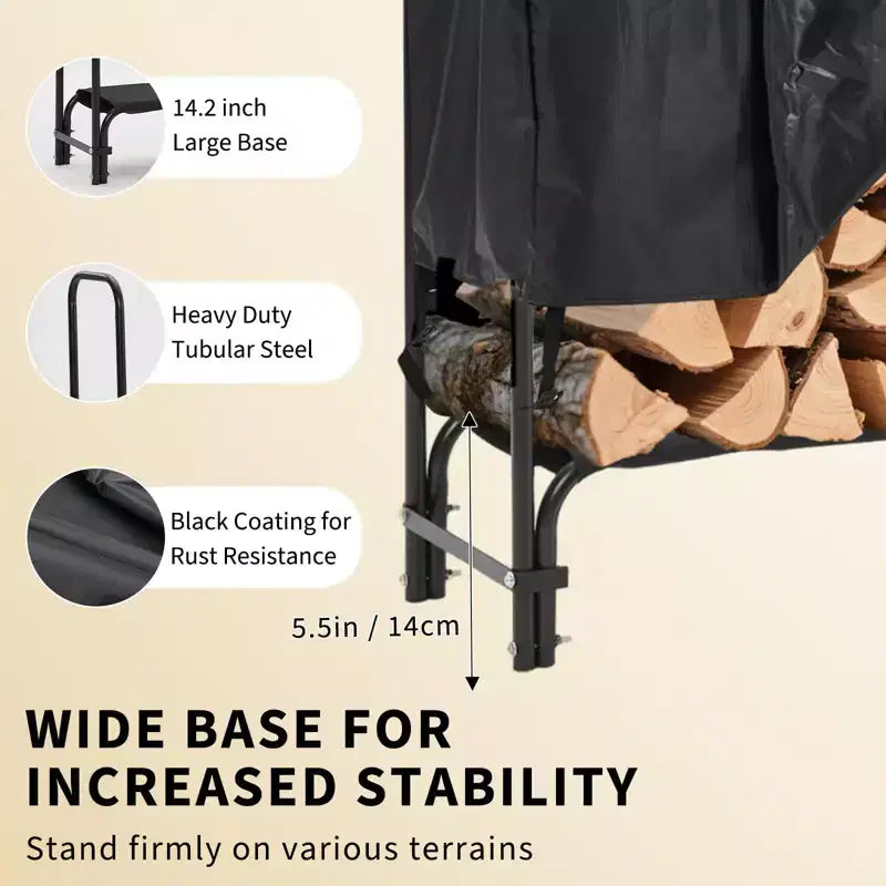 Firewood Rack 4 ft Outdoor & Indoor Log Holder Heavy Duty Wood Organizer Steel Mesh Storage for Fireplace & Patio