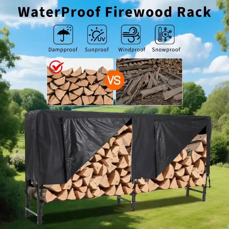 Firewood Rack 4 ft Outdoor & Indoor Log Holder Heavy Duty Wood Organizer Steel Mesh Storage for Fireplace & Patio