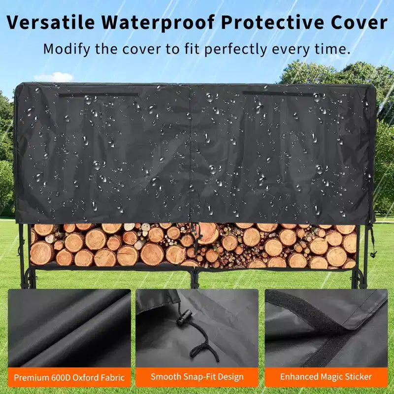 Firewood Rack 4 ft Outdoor & Indoor Log Holder Heavy Duty Wood Organizer Steel Mesh Storage for Fireplace & Patio