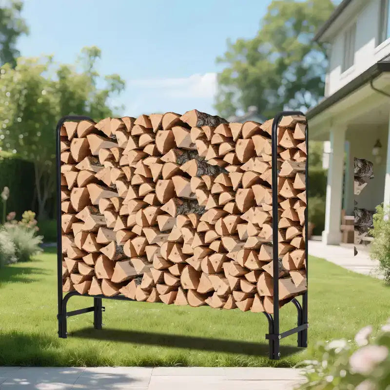 Firewood Rack 4 ft Outdoor & Indoor Log Holder Heavy Duty Word Organizer Steel Mesh Storage for Fireplace, Patio, Durable Wood Stacker