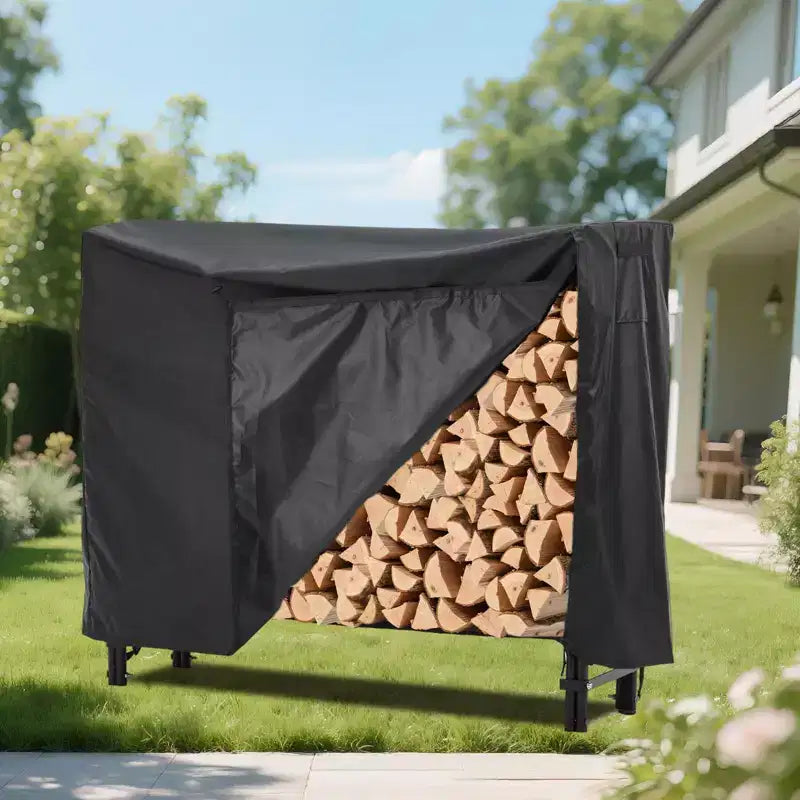 Firewood Rack 4 ft Outdoor & Indoor Log Holder Heavy Duty Wood Organizer Steel Mesh Storage for Fireplace & Patio