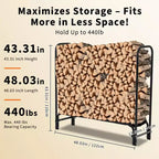 Range-bûches 1,2 m Extérieur et intérieur Porte-bûches Robuste Organisateur de bois Maille d'acier pour cheminée et terrasse
