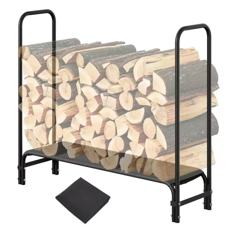 Firewood Rack 4 ft Outdoor & Indoor Log Holder Heavy Duty Wood Organizer Steel Mesh Storage for Fireplace & Patio