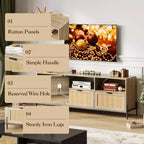 Meuble TV avec rangement - Meuble bas en bois à deux portes pour salon