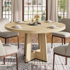 Table à manger ronde moderne à 7 pieds, table de cuisine robuste de 42 pouces pour coin petit-déjeuner, appartement ou bureau à domicile, 4 à 6 places