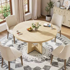 Table à manger ronde moderne à 7 pieds, table de cuisine robuste de 42 pouces pour coin petit-déjeuner, appartement ou bureau à domicile, 4 à 6 places