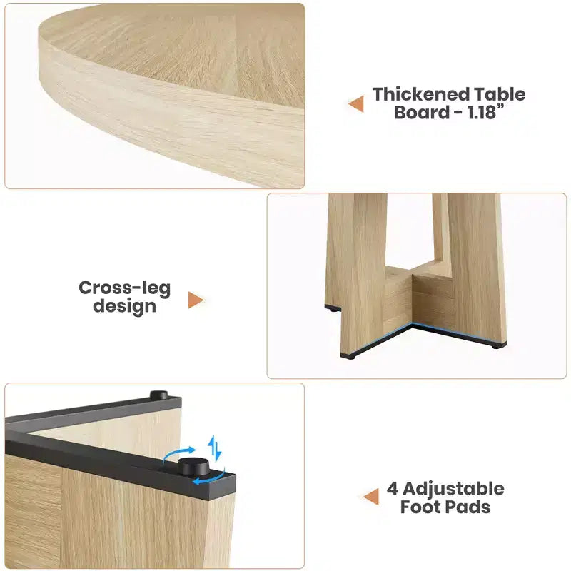 Modern 7-Leg Round Dining Table, 42 Inch Sturdy Kitchen Table for Breakfast Nook, Apartment, or Home Office, Seats 4-6