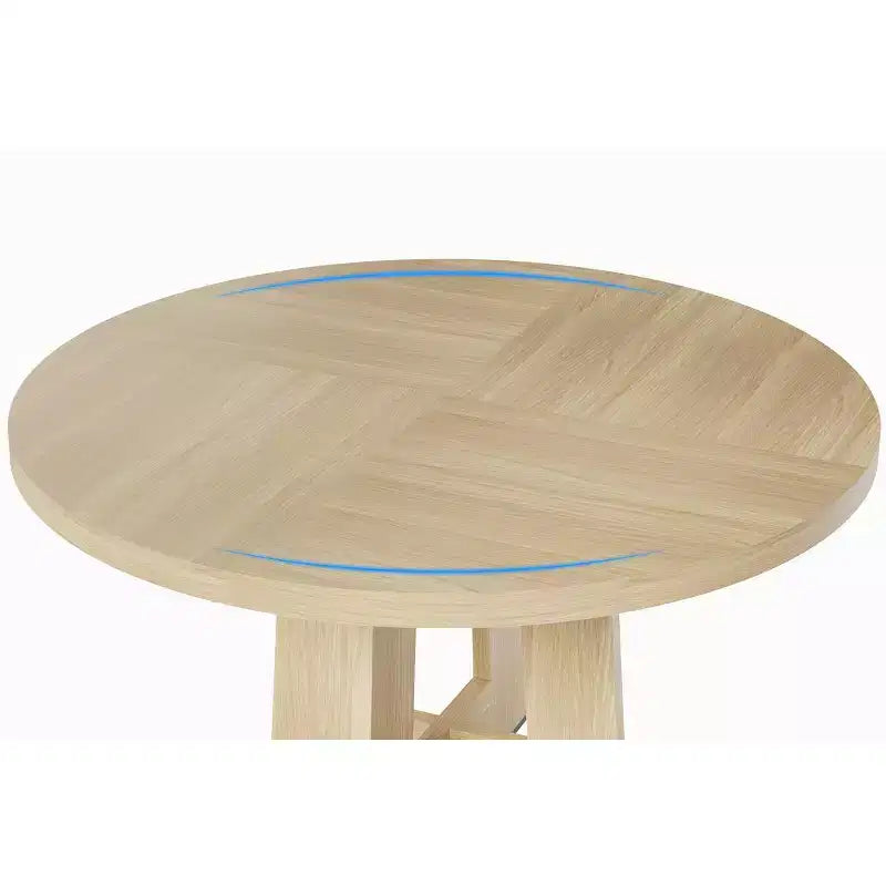 Modern 7-Leg Round Dining Table, 42 Inch Sturdy Kitchen Table for Breakfast Nook, Apartment, or Home Office, Seats 4-6