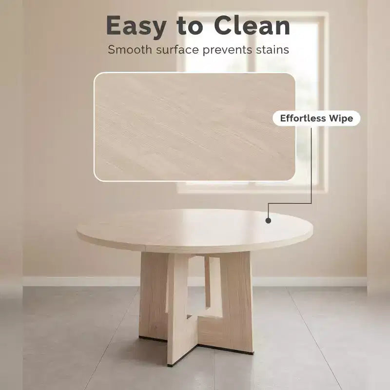 Modern 7-Leg Round Dining Table, 42 Inch Sturdy Kitchen Table for Breakfast Nook, Apartment, or Home Office, Seats 4-6