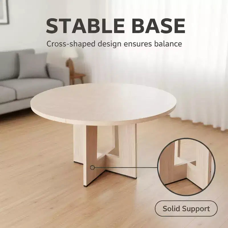 Modern 7-Leg Round Dining Table, 42 Inch Sturdy Kitchen Table for Breakfast Nook, Apartment, or Home Office, Seats 4-6