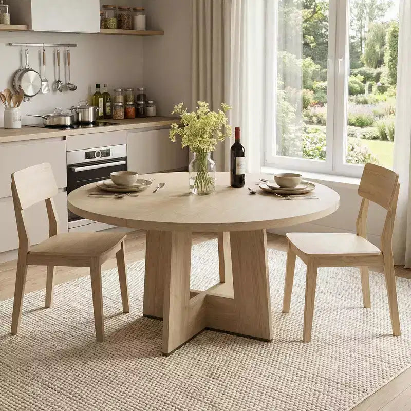 Modern 7-Leg Round Dining Table, 42 Inch Sturdy Kitchen Table for Breakfast Nook, Apartment, or Home Office, Seats 4-6