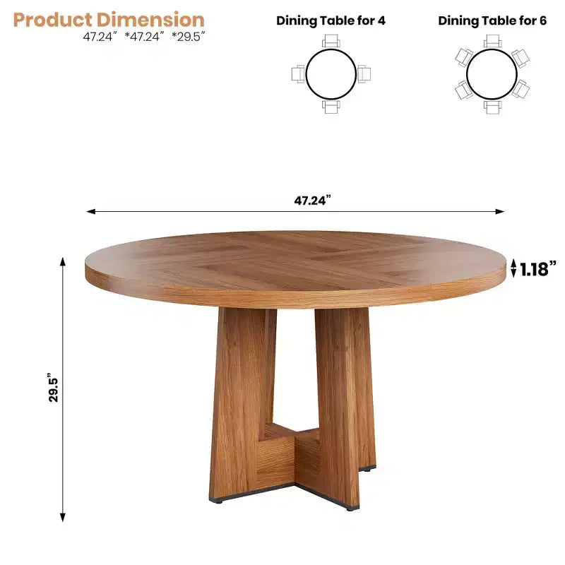 Modern 7-Leg Round Dining Table, 42 Inch Sturdy Kitchen Table for Breakfast Nook, Apartment, or Home Office, Seats 4-6