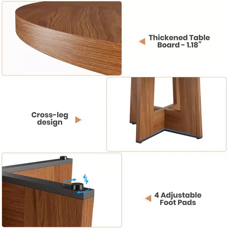 Modern 7-Leg Round Dining Table, 42 Inch Sturdy Kitchen Table for Breakfast Nook, Apartment, or Home Office, Seats 4-6