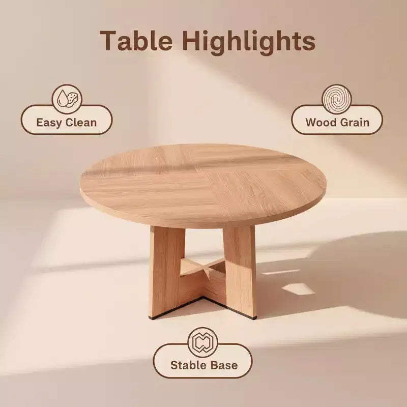 Modern 7-Leg Round Dining Table, 42 Inch Sturdy Kitchen Table for Breakfast Nook, Apartment, or Home Office, Seats 4-6